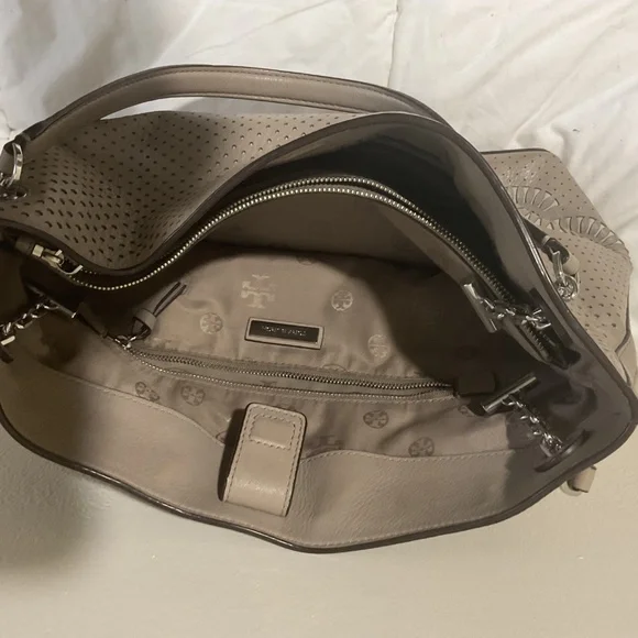 Tory Burch tan grayish shoulder handbag - Picture 3 of 8